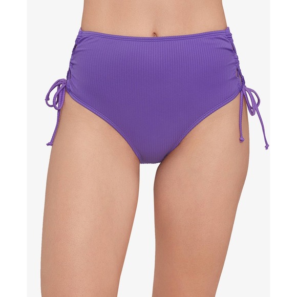 Salt + Cove Jrs' Raised Rib Strappy Bralette high waisted Bikini set, purple XS - Picture 10 of 11